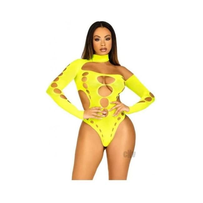 Seamles Asymmetric Thong Bodysuit Os Ylw - Image 1