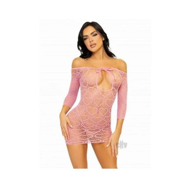 Seamless Heart Mini Dress Keyhole Os Pnk - Image 1