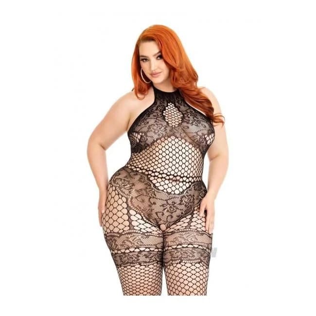 Seamless Indust Bodystocking 1x/2x Blk - Image 1