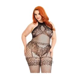 Seamless Indust Bodystocking 1x/2x Blk, image 1