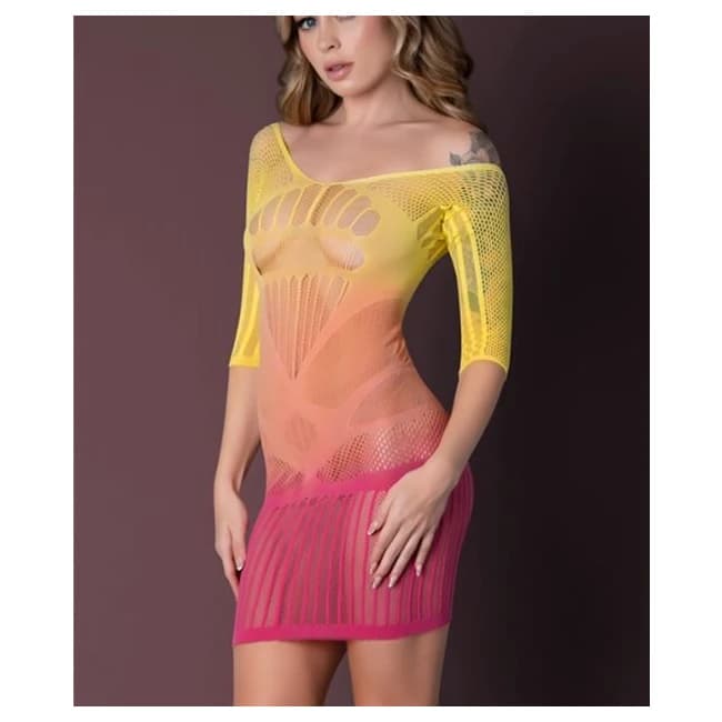 Seamless Long Sleeve Dress Ombre Sunset O/s - Image 2