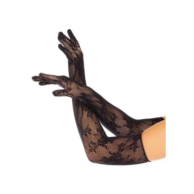 Seamless Opera  Floral Net Gloves Os Blk - Image 1