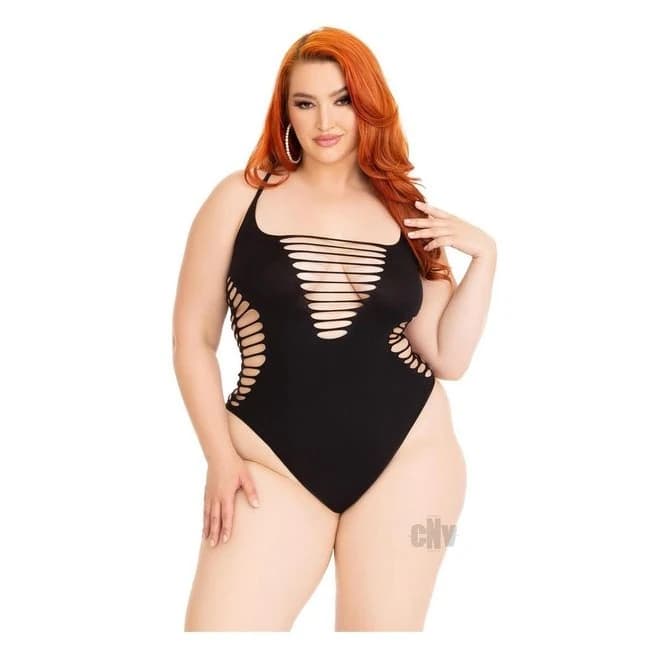 Seamless Shred Racer Thong Suit 1x2x Blk - Image 1