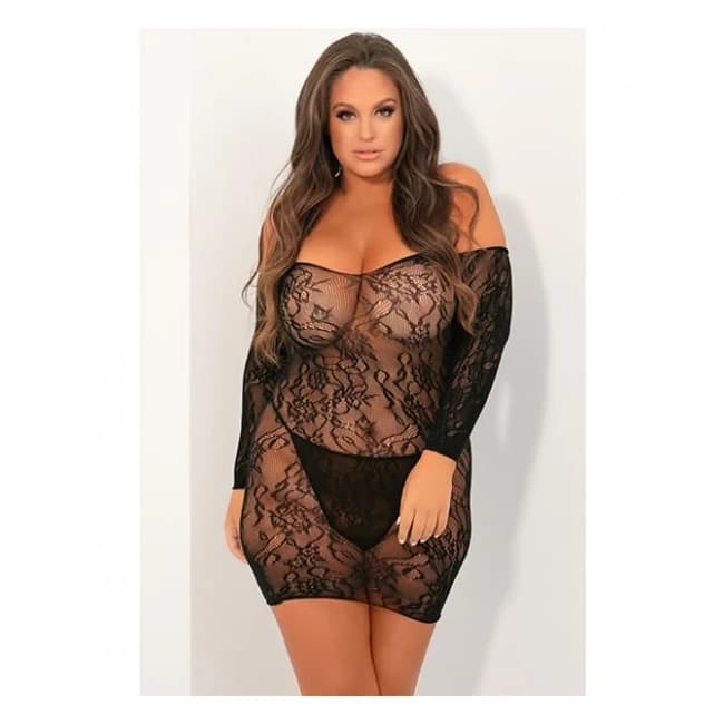 Seductive Lace Dress Black 3x/4x - Image 1