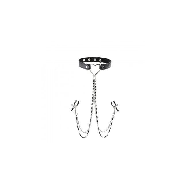 Sex & Mischief Amor Collar W/ Nipple Jewelry - Image 1