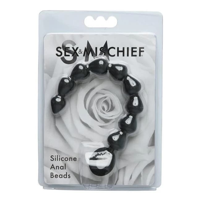 Sex & Mischief Black Silicone Anal Beads - Image 1