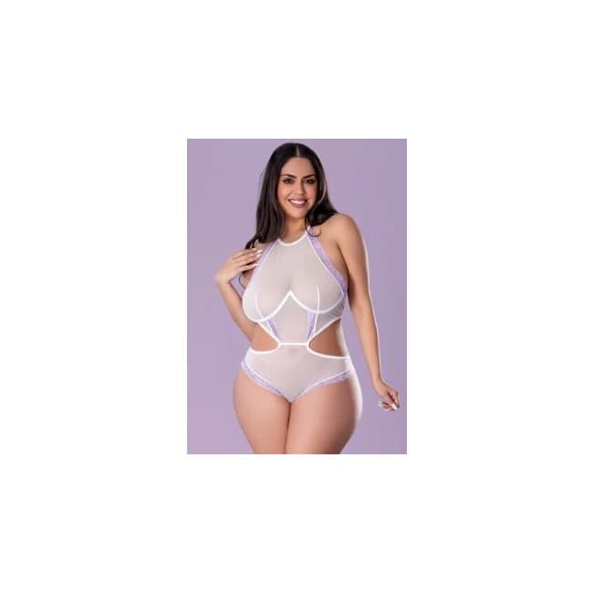 SHEER PASSION HALTER TEDDY WHITE 2XL  - Image 1