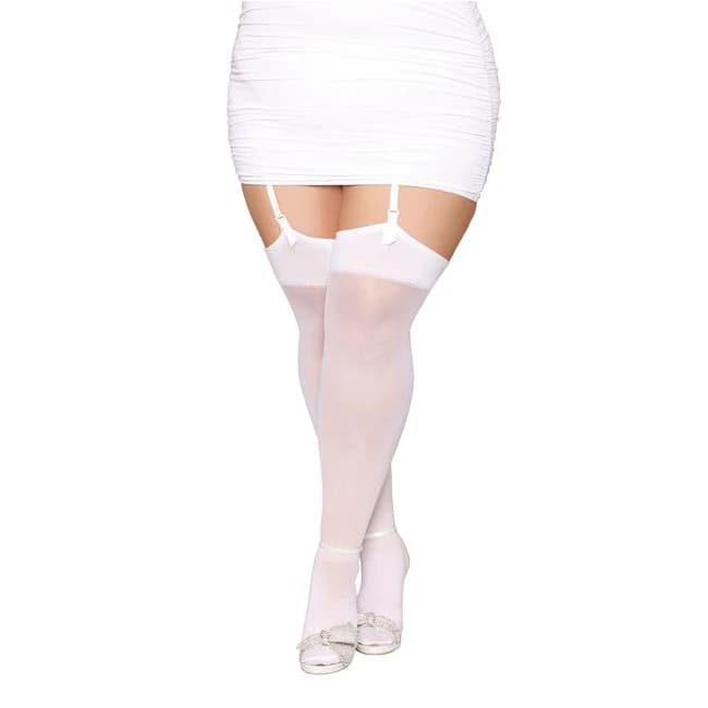 Sheer Thigh High Bride Sequin Back White Q/s - Image 2