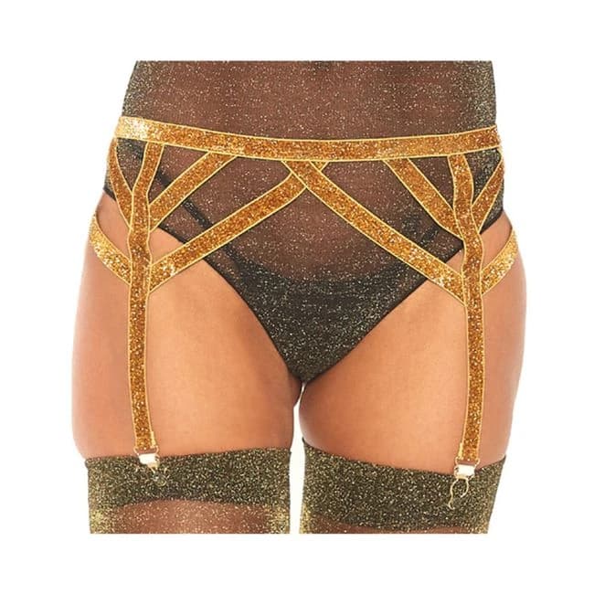Shimmer Lurex Elastic Garter Belt. Gold O/s - Image 1