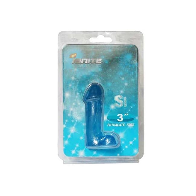 Si 3in Cock w/ Balls Blue, image 1
