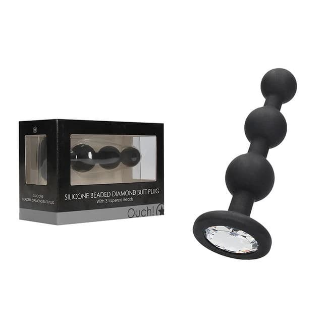 Silicone Beaded Diamond Butt Plug Black - Image 1