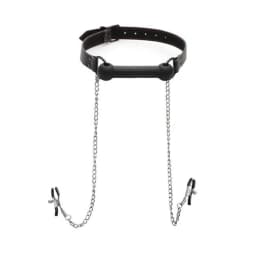 Silicone Bit Gag with Nipple Clamps - Image 3