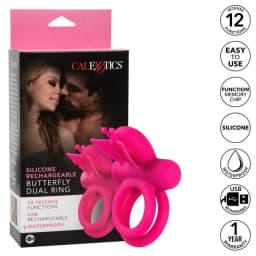 Silicone Rechargeable Butterfly Dual Ring, image 4