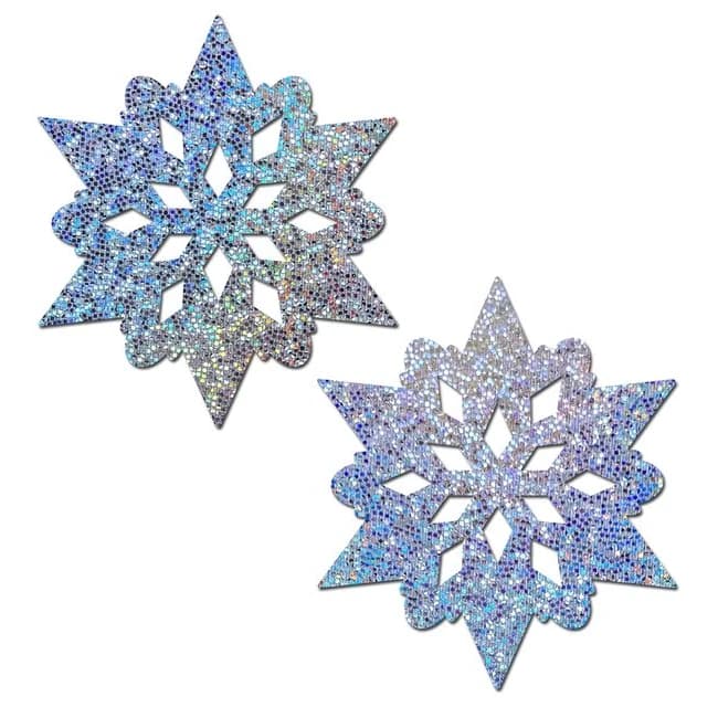 Silver Glitter Snowflakes Nipple Pasties - Image 1