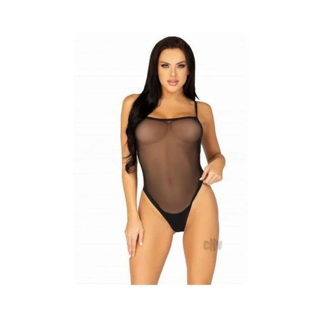 Snap Crotch Cami Bodysuit Thong M/l Blk - Image 1