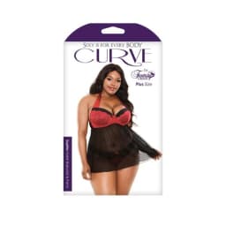 Sophia Halter Babydoll & Panty Black, Red 1x2x, image 3