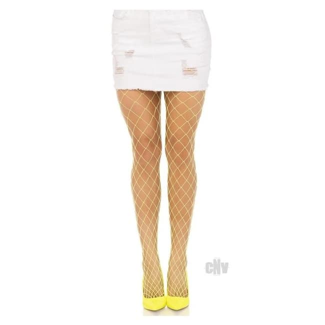 Spandex Diamond Panty Hose Os Ylw - Image 1