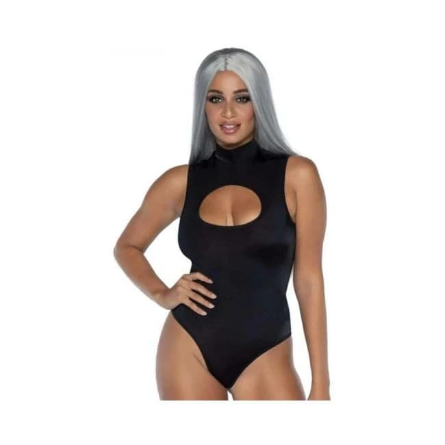 Spandex Keyhole Bodysuit Black - Image 1