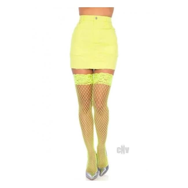 Spandex Thigh Stay Up Top Os Neon Yelw - Image 1
