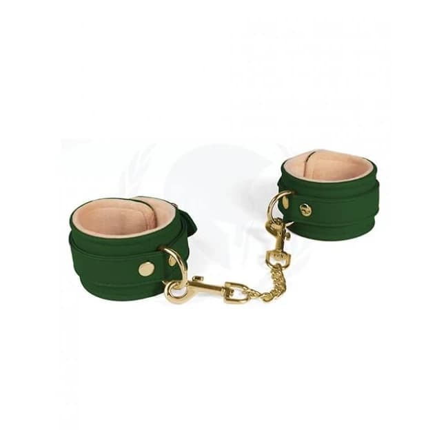 Spartacus Pu Ankle Cuffs W/plush Lining - Green - Image 1