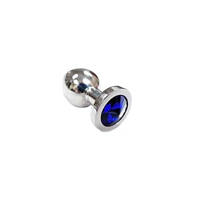 Stainless Butt Plug Small with Blue - Image 1