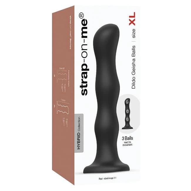 Strap on Me Geisha Dildo with Balls-black Xl - Image 1