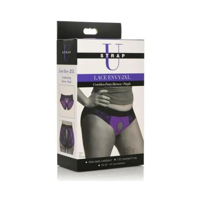 Strap U Lace Envy Crotchless 2xl Purple - Image 1