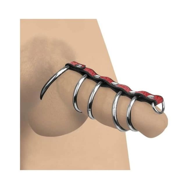 Strict Cock Gear Leather/steel Gates Red - Image 1