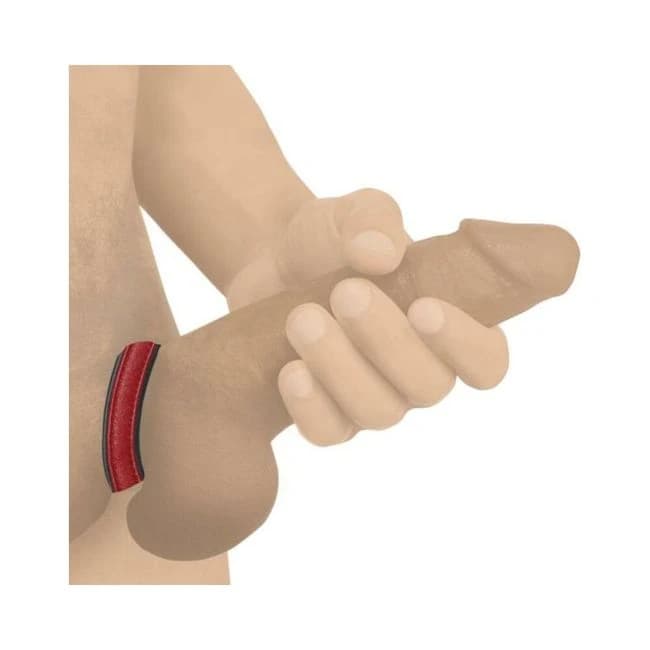 Strict Cock Gear Velcro Leather Ring Red - Image 1