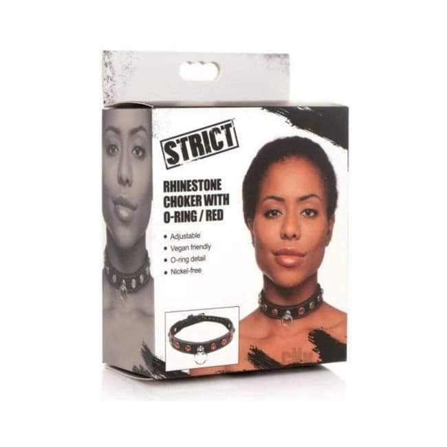 Strict Rhinestone Chocker W/ring Red - Image 1