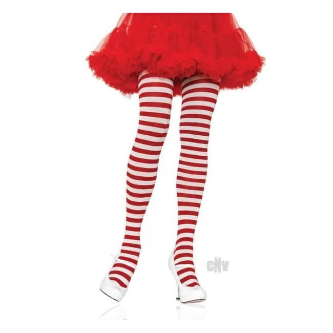 Striped Tights Plus White/red - Image 1