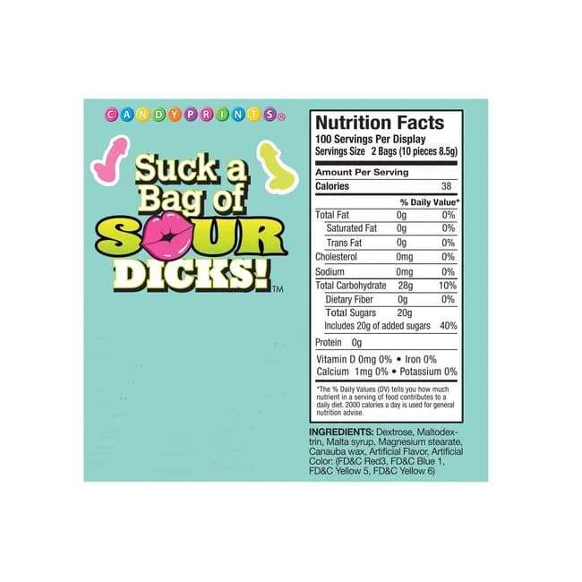 Suck a Bag of Sour Dicks Display of 100 - Image 1