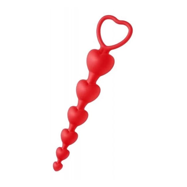 Sweet Hearts Silicone Anal Beads Red - Image 1