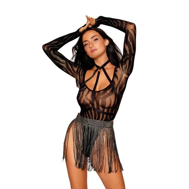 Swirl Knit Teddy & Harness Set Black O/s - Image 2