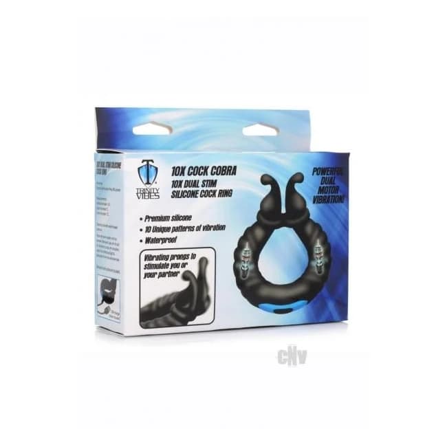 T4m 10x Cock Cobra Dual Cock Ring Blk - Image 1