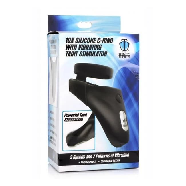 T4m 10x Silic Cock Ring W/vibe Stim Blk - Image 1