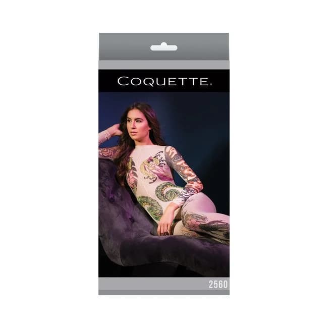 Tattoo Print Body Stocking Nude Os - Image 1