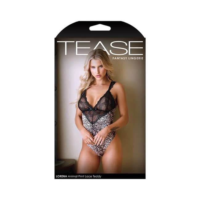 Tease Lorena Animal Print and Lace Teddy L/xl - Image 1