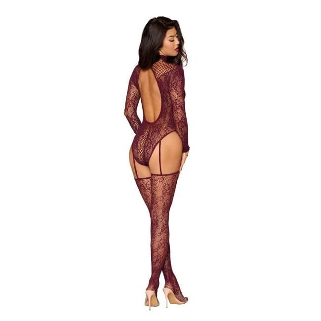 TEDDY BODYSTOCKING CHERRY LACQUER O/S  - Image 1