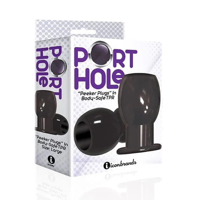The 9s Port Hole Hollow Butt Plug Black - Image 1