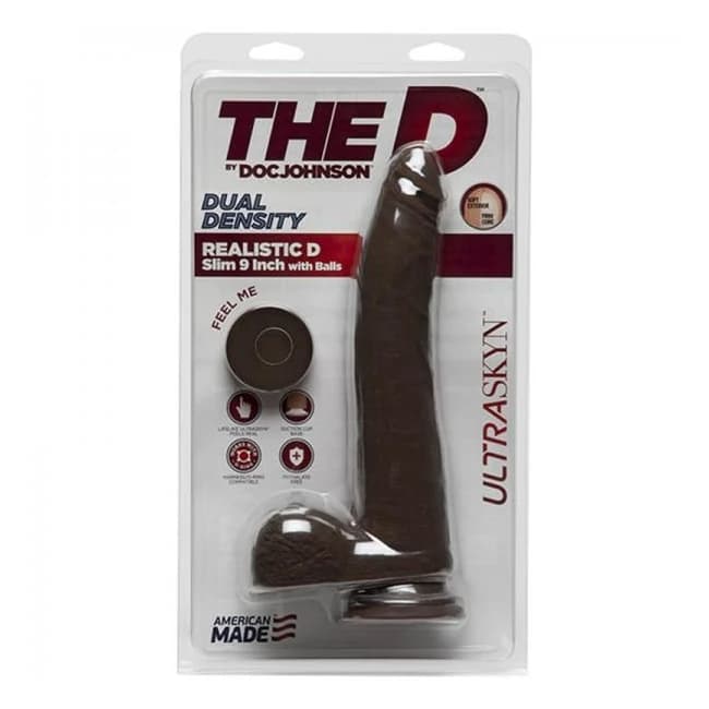 The Realistic D Slim W/balls 9 Chocolat - Image 1
