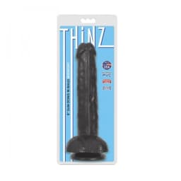 Thinz 8 Inch Slim Dildo with Balls - Black, image 2