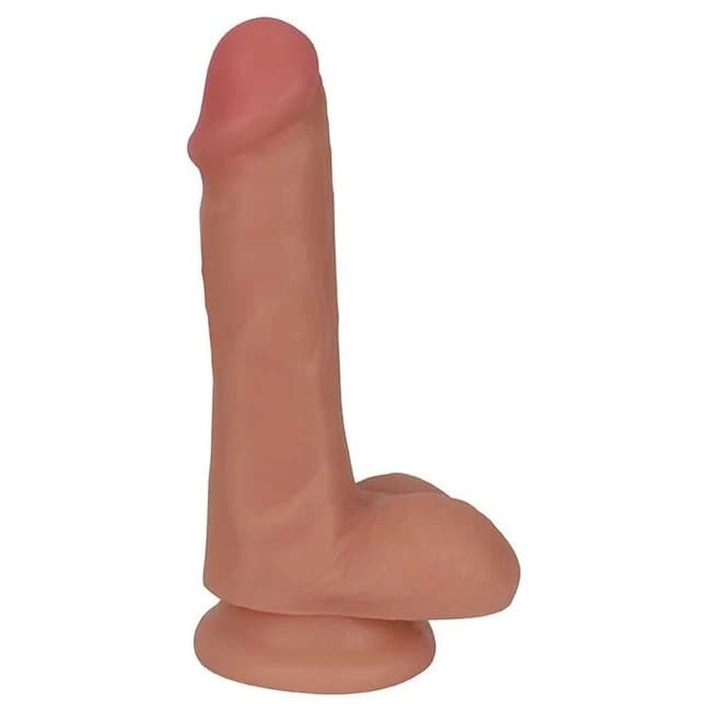 THINZ SLIM DONG 6IN W/ BALLS VANILLA  - Image 1