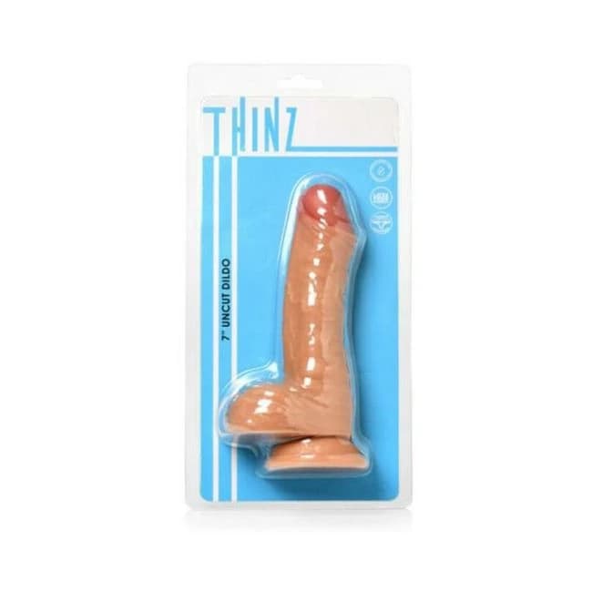 Thinz Uncut 6.4 In. Dildo with Balls Light - Image 1
