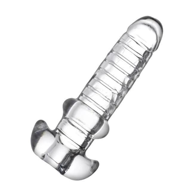 Tight Hole Clear Ribbed Penis Sheath - Image 1