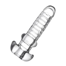 Tight Hole Clear Ribbed Penis Sheath, image 1