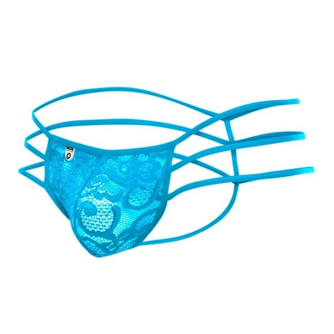 Triple Lace String Thong Turquoise, image 1