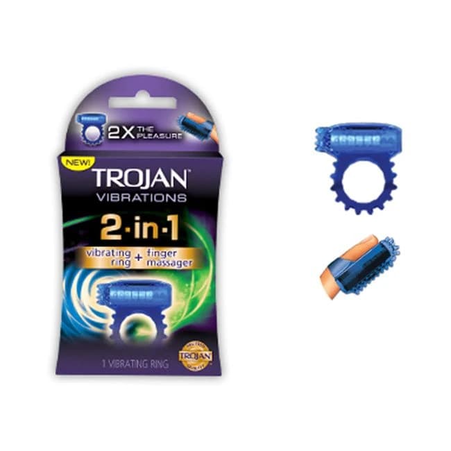 Trojan 2-in-1 Vibrating Ring + Finger Massager - Image 1