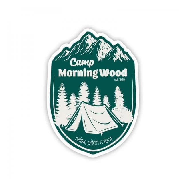 Twisted Wares Camp Morning Wood Sticker - Image 1