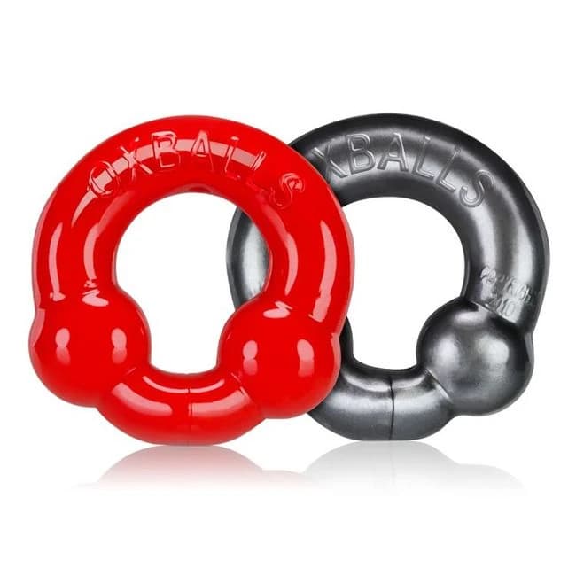 Ultra Balls Cockring 2 Pack Steel/red (net) - Image 3